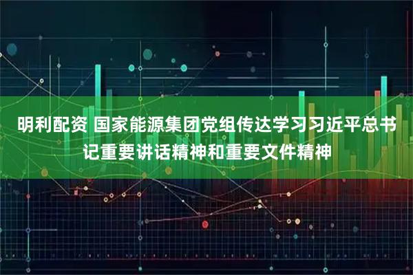 明利配资 国家能源集团党组传达学习习近平总书记重要讲话精神和重要文件精神