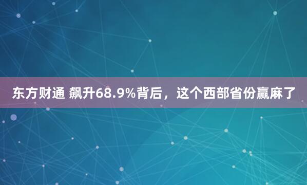 东方财通 飙升68.9%背后，这个西部省份赢麻了
